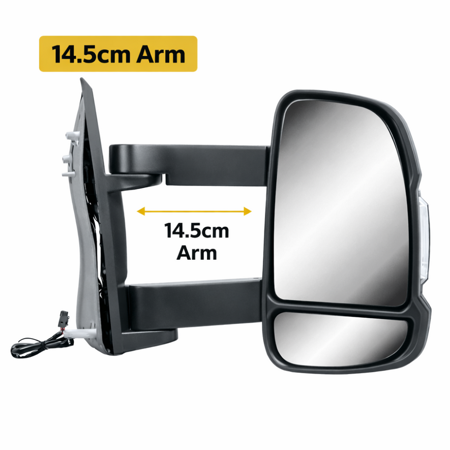 Citroen Relay 2006-2023 Medium Arm Electric Black Wing Door Mirror Right Side