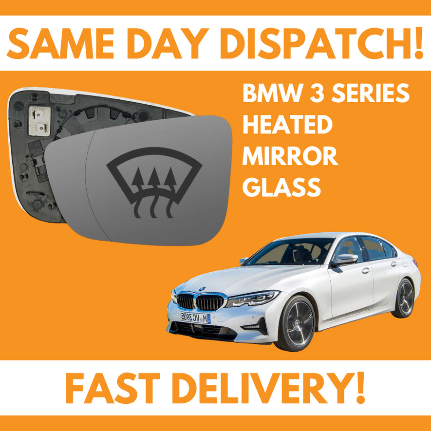 BMW 3 Series G20, G21 2018-2025 Heated Door Wing Mirror Glass UK Left Passenger Side