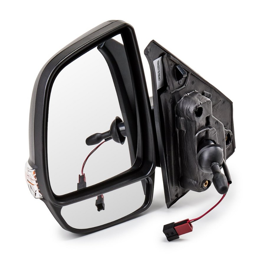 Fiat Doblo 2010-2023 Twin Glass Cable Black Wing Door Mirror Left