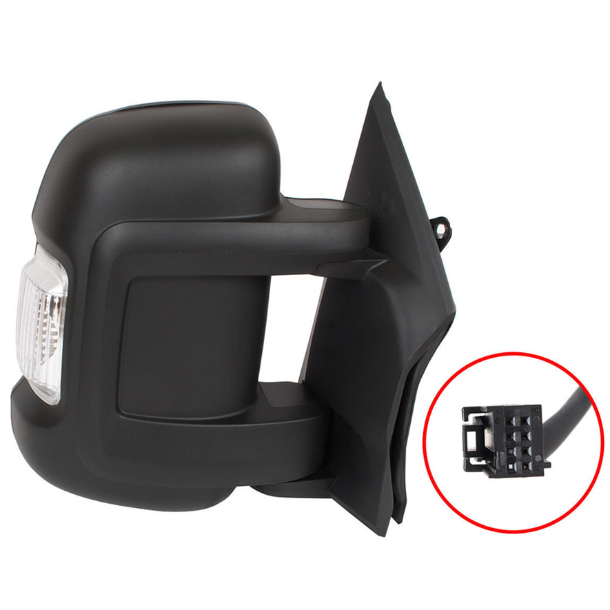 Peugeot Boxer Van 2006-2017 Manual Short Arm Black Wing Door Mirror Drivers Side