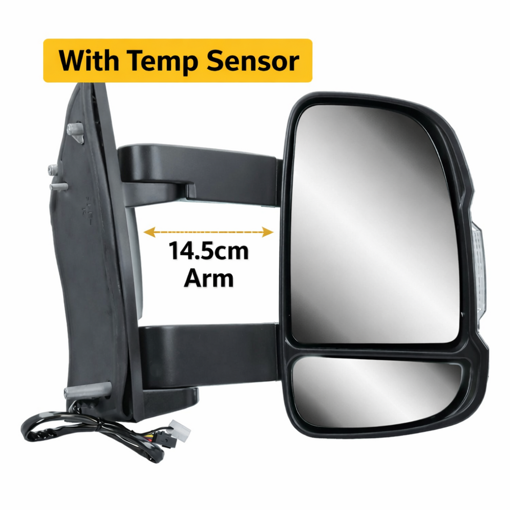 Citroen Relay 2006-2023 Medium Arm Electric Black Wing Door Mirror Right Temp Sensor