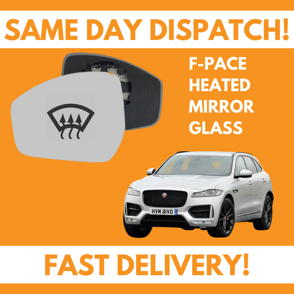 Jaguar F-Pace 2015-2020 Heated Door Wing Mirror Glass UK Left Passenger Side