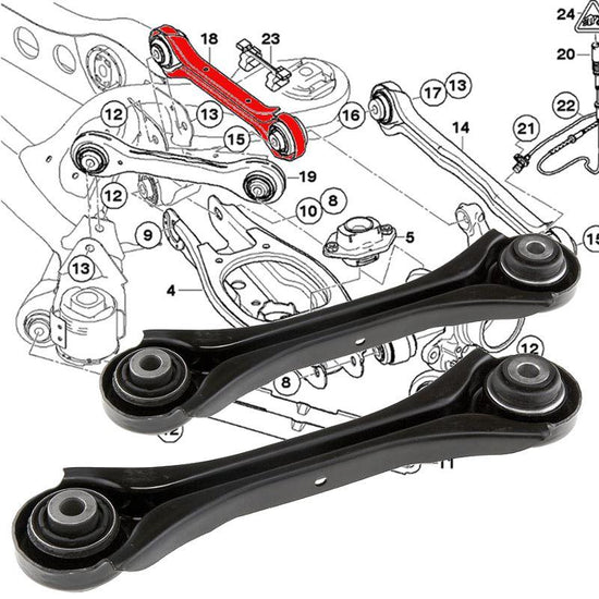 For BMW 3 Series E90/E91 2005-2013 Rear Upper Wishbones Suspension Arms Pair - Spares Hut