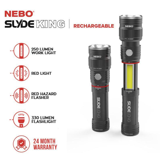 Work Torch LED COB Nebo Slyde King Flash Light Rechargeable 2 Year Warranty - Spares Hut